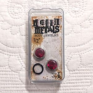 Morbid Metals Tears of the Moon Red Bling 1/2" Stretched Lobe Jewelry NWT